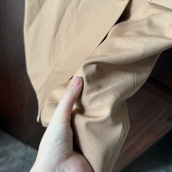 ZARA Tan Long Influencer Blazer Gold Buttons - Picture 6 of 8